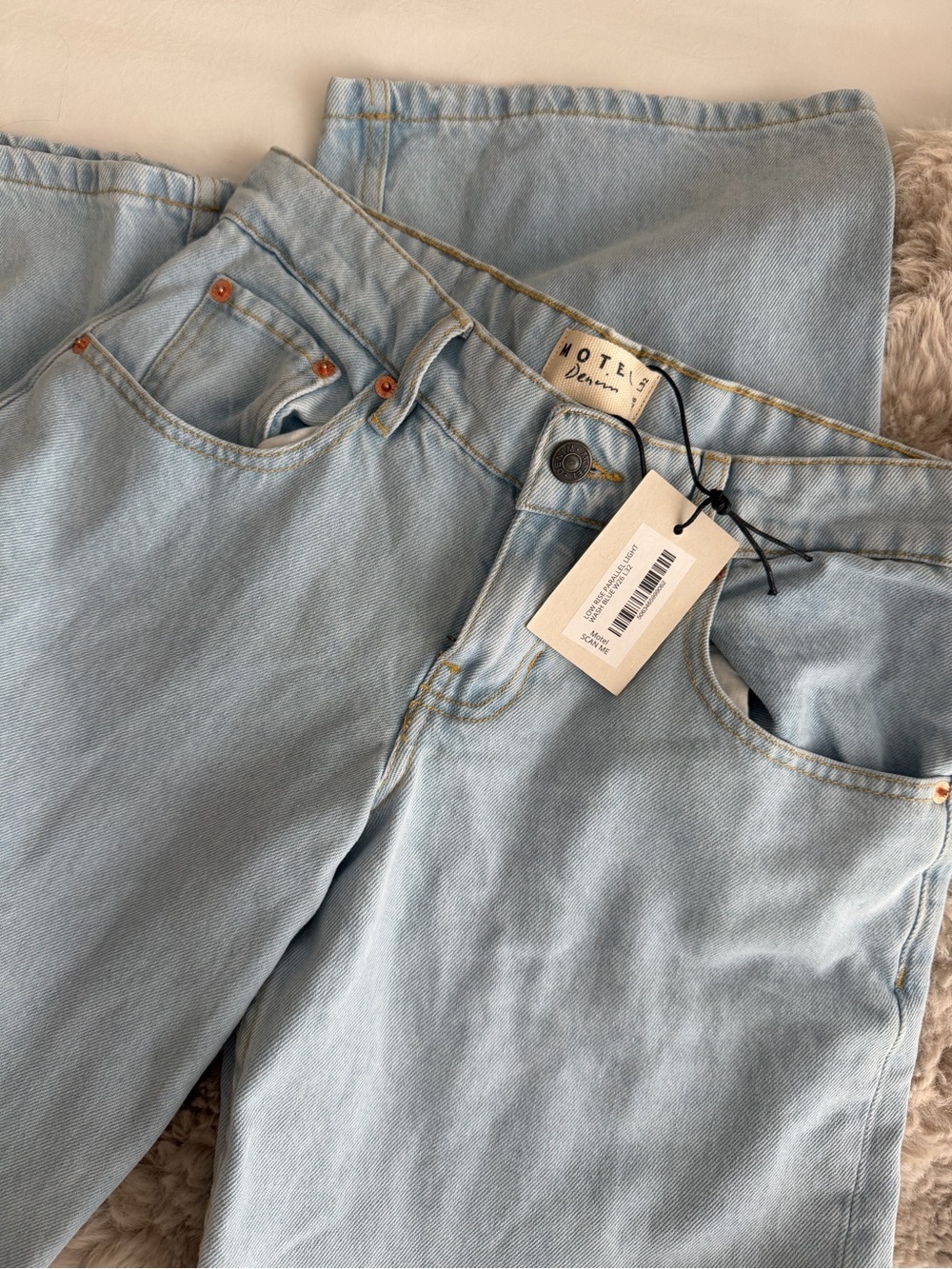 Motel Rocks Low Rise Wide Leg Jeans in Light Blue - Picture 3 of 6